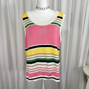 Tommy Hilfiger Pink and Yellow Striped Tank Top